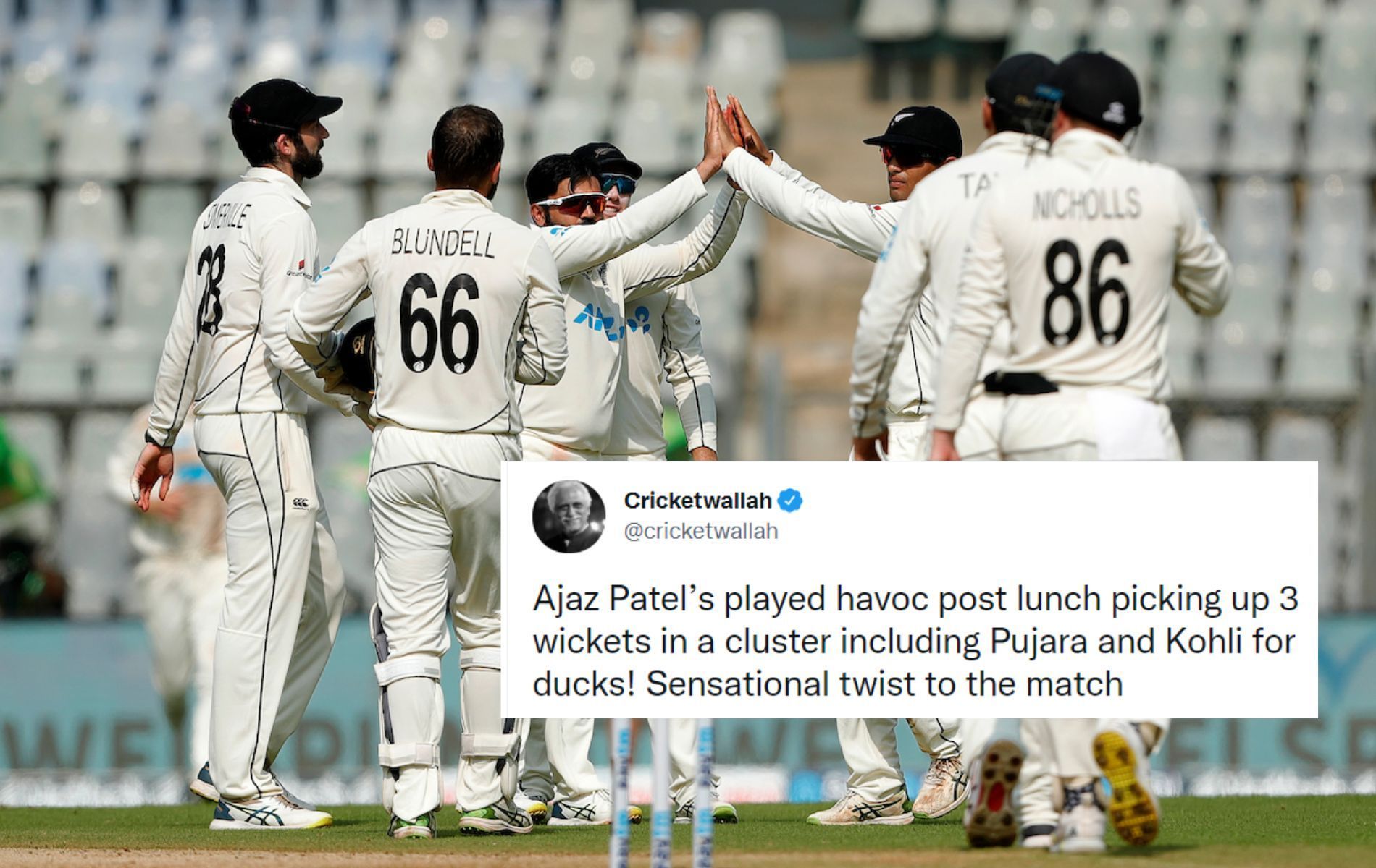 Ajaz Patel took three wickets to leave India reeling after a fine opening partnership.