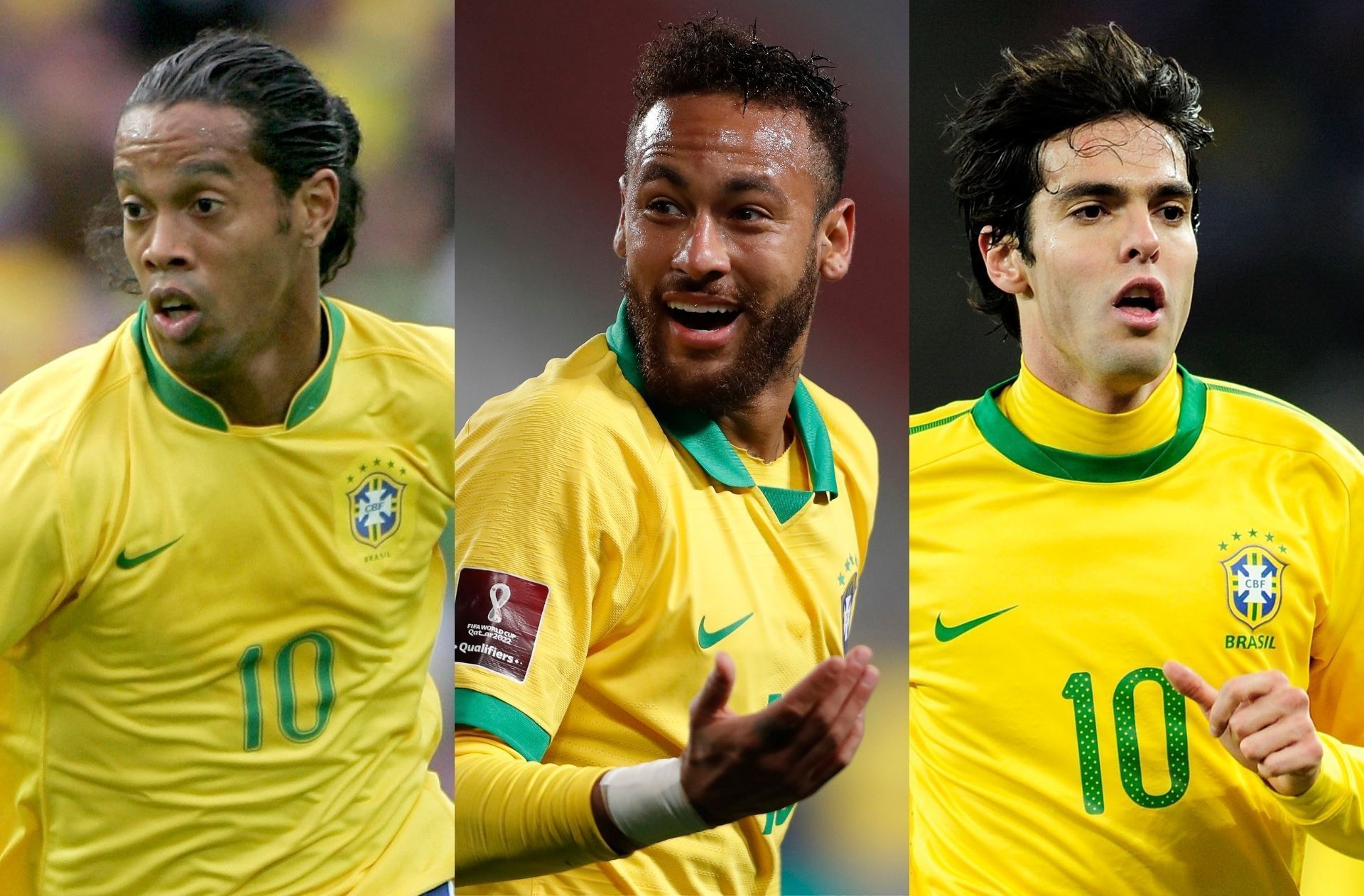 (From left to right) Ronaldinho, Neymar and Kaka are three of the best Brazilian footballers of all time.