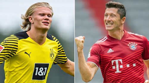 Erling Haaland and Robert Lewandowski both struck 50 Bundesliga goals very fast