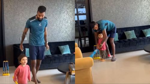 Hardik Pandya played cricket with son Agastya at the 'Pandya Stadium' on Boxing Day