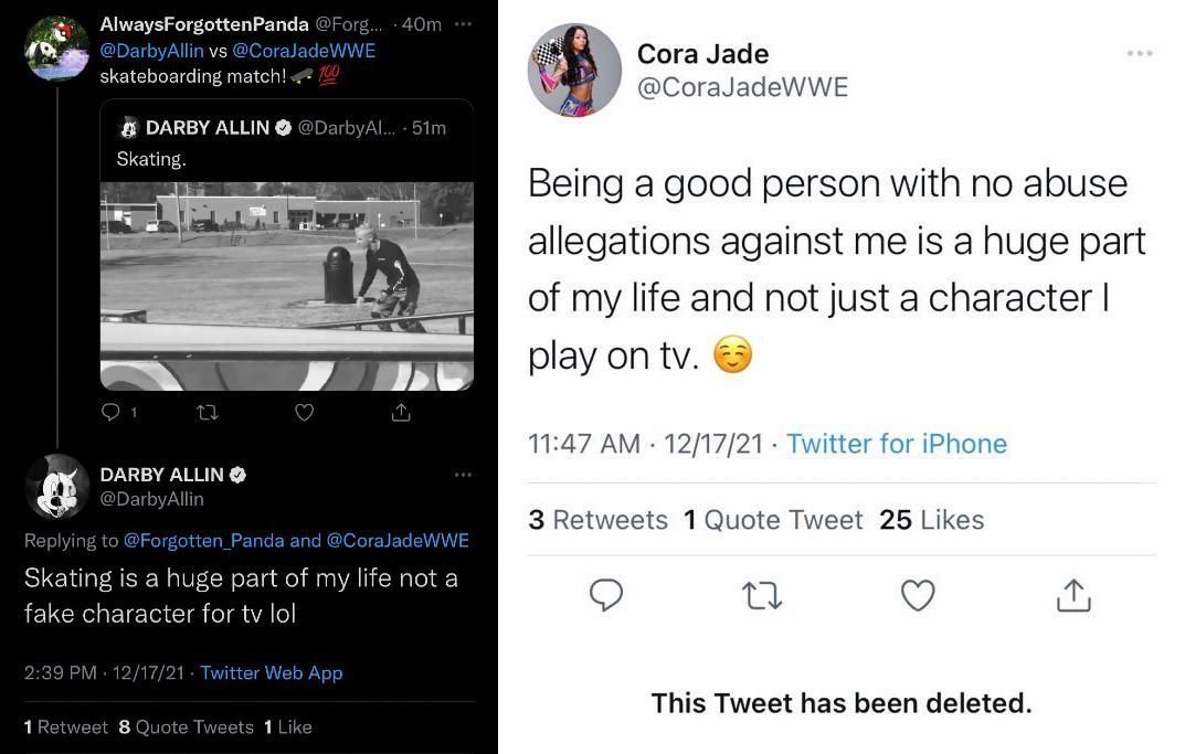 Darby Allin and Cora Jade exchange shots on Twitter