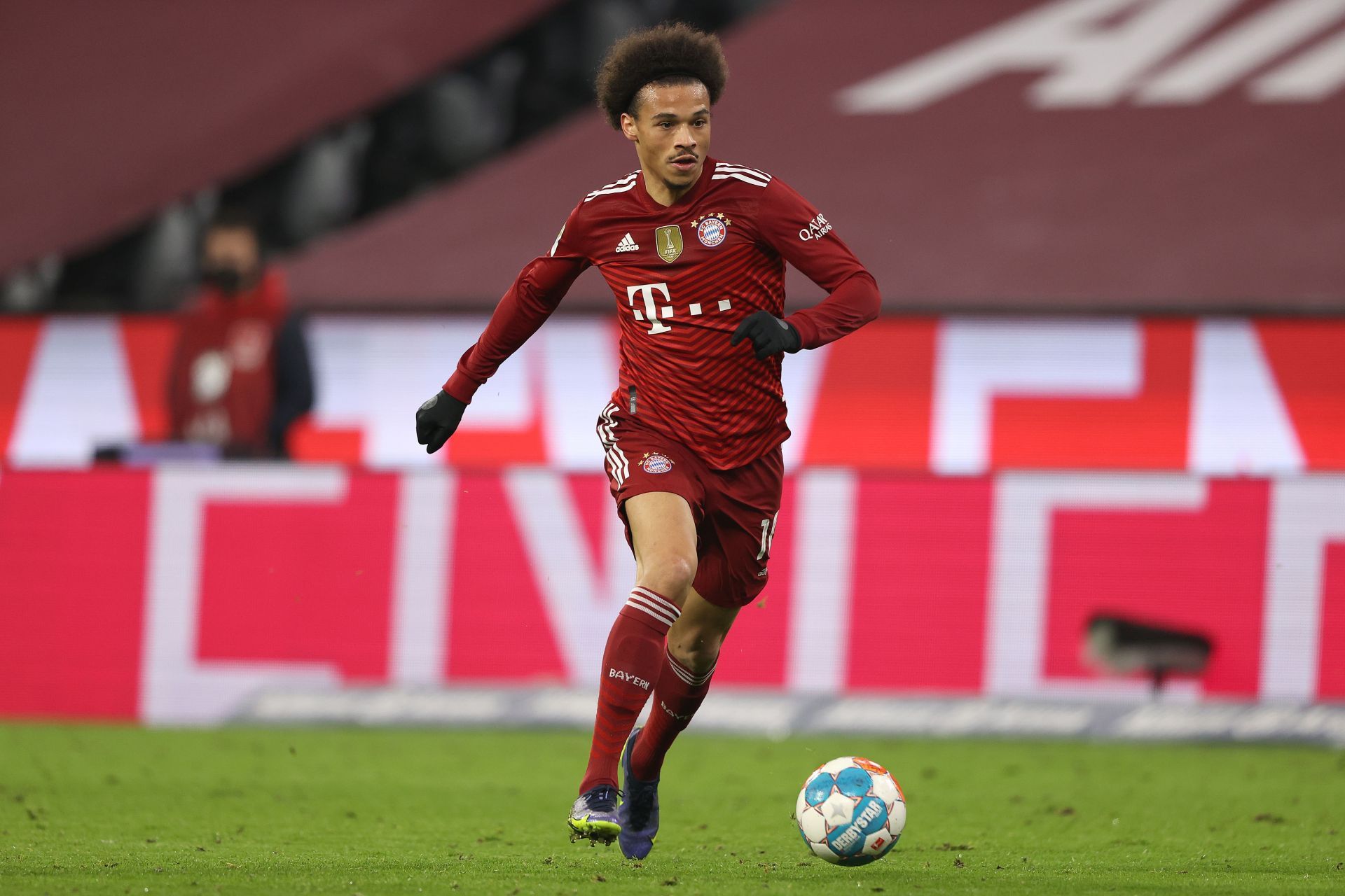 Bayern Munich winger Leroy Sane flies down the flank