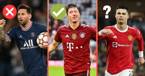 Lionel Messi, Robert Lewandowski and Cristiano Ronaldo