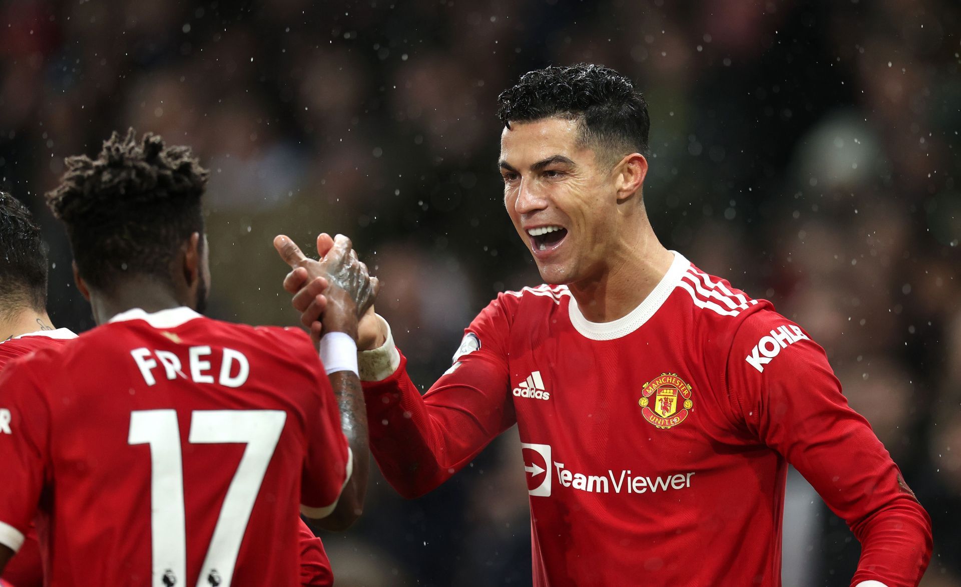 Cristiano Ronaldo celebrates a goal for Manchester United.