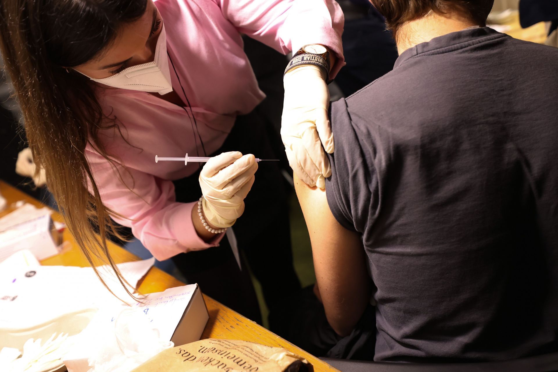 Football Fans getting vaccinated