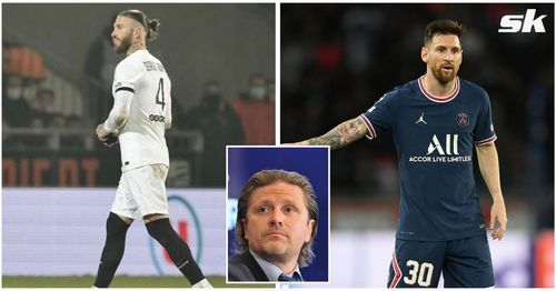 PSG defender Sergio Ramos, PSG attacker Lionel Messi, and ex-French international Emmanuel Petit.