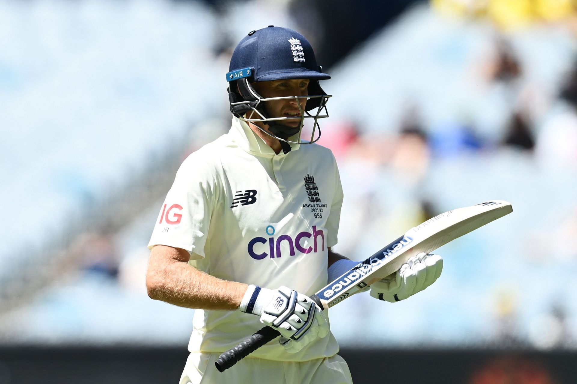 Joe Root walks off after being dismissed. Pic: Getty Images