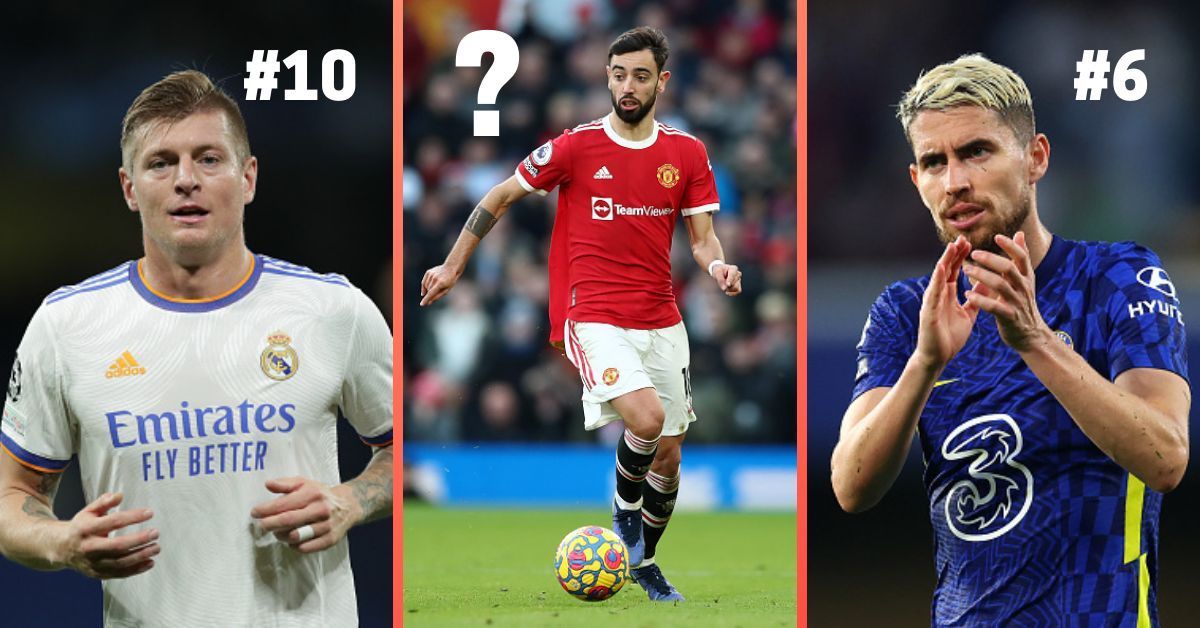 Kroos, Bruno Fernandes and Jorginho all make the top 10 midfielders list for 2021