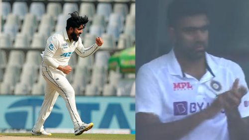 India's Ravichandran Ashwin applauds Ajaz Patel's historic feat.