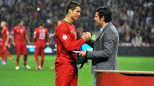 Cristiano Ronaldo (left) and Luis Figo are two of the greatest Portuguese footballers in the game's history.