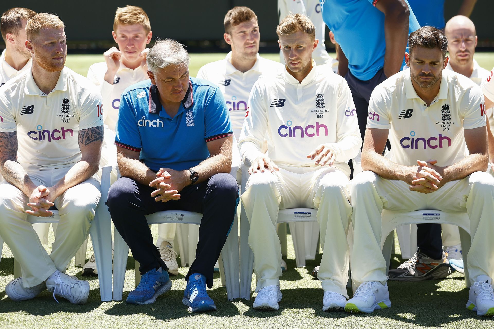 The England team at a training Session during the Ashes