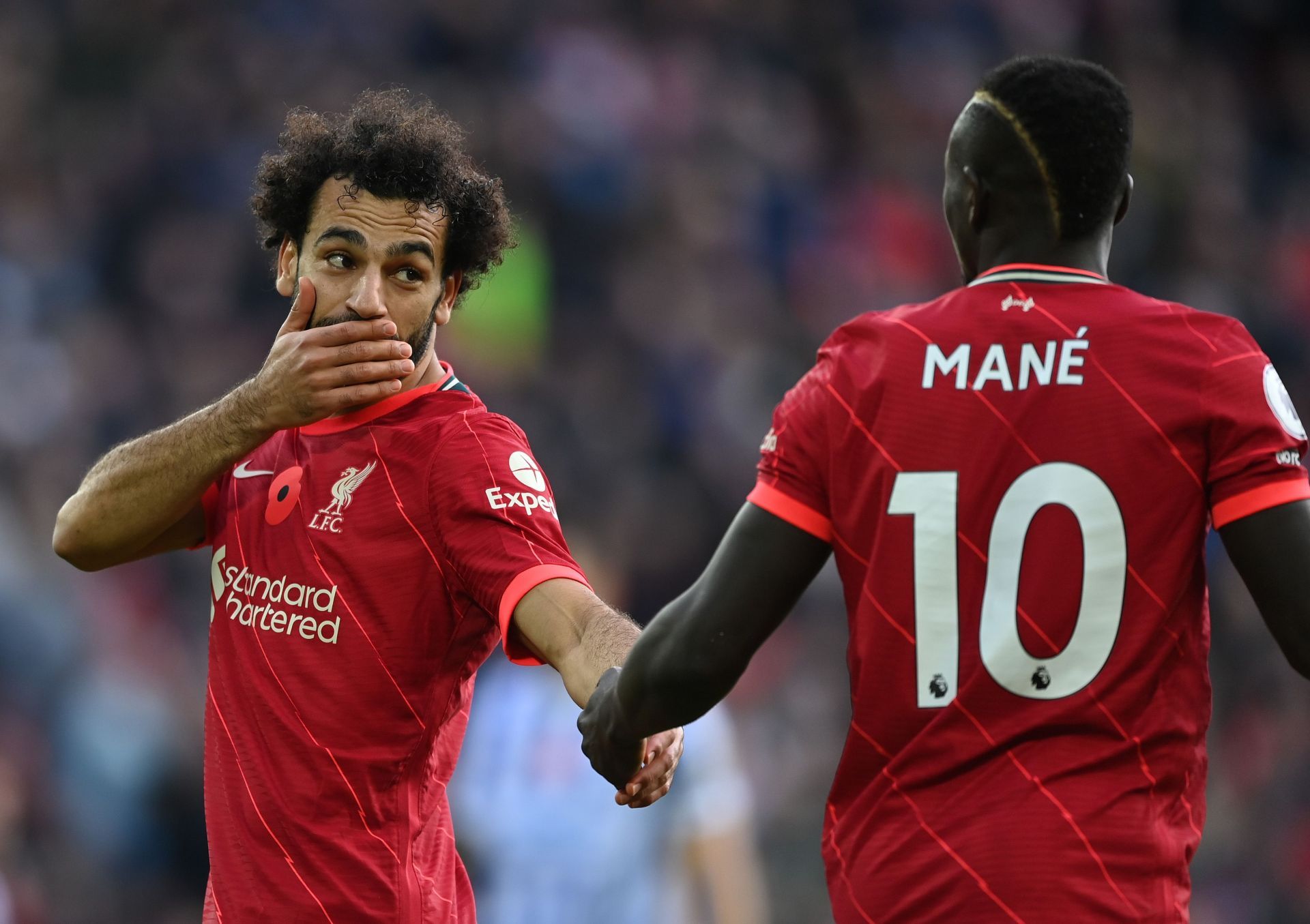 Liverpool forwards Sadio Mane (right) and Mohamed Salah.