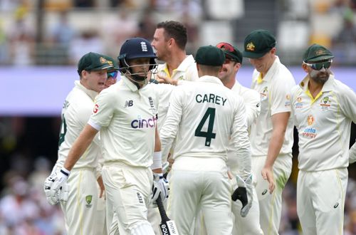 Ashes 2021-22: Joe Root walks back after being dismissed by Josh Hazlewood in the first innings at the Gabba.