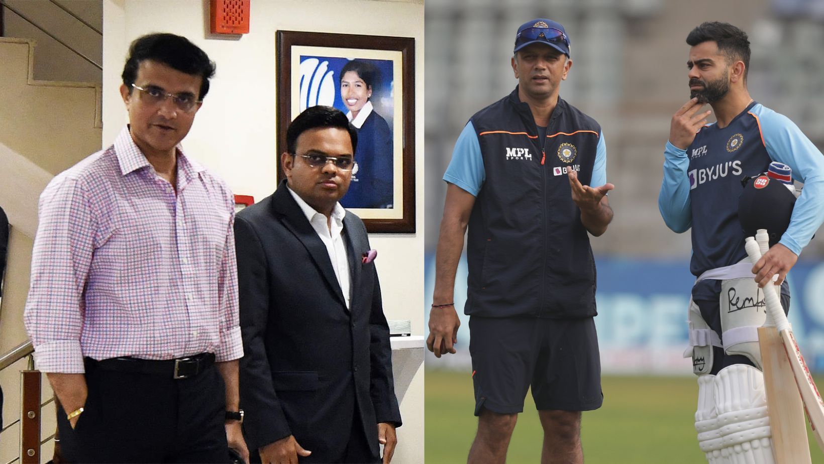 Sourav Ganguly, Jay Shah, Rahul Dravid and Virat Kohli (from left to right).