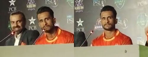 Screengrabs from Hasan Ali's PSL press conference