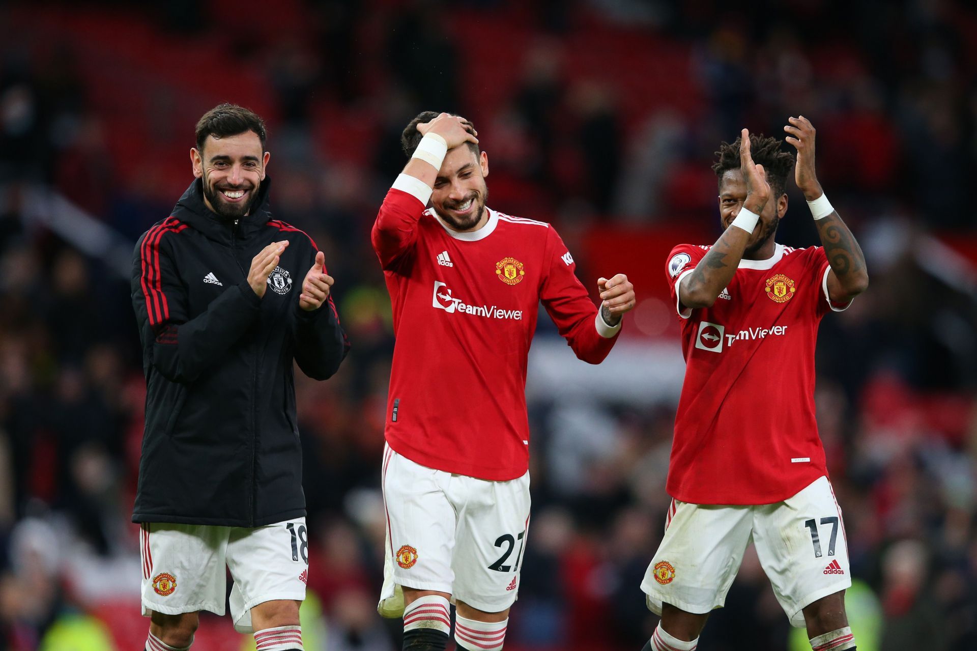 Alex Telles (centre) is slowly becoming a starter for Manchester United.