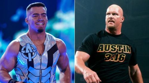 Austin Theory (left); Steve Austin (right)