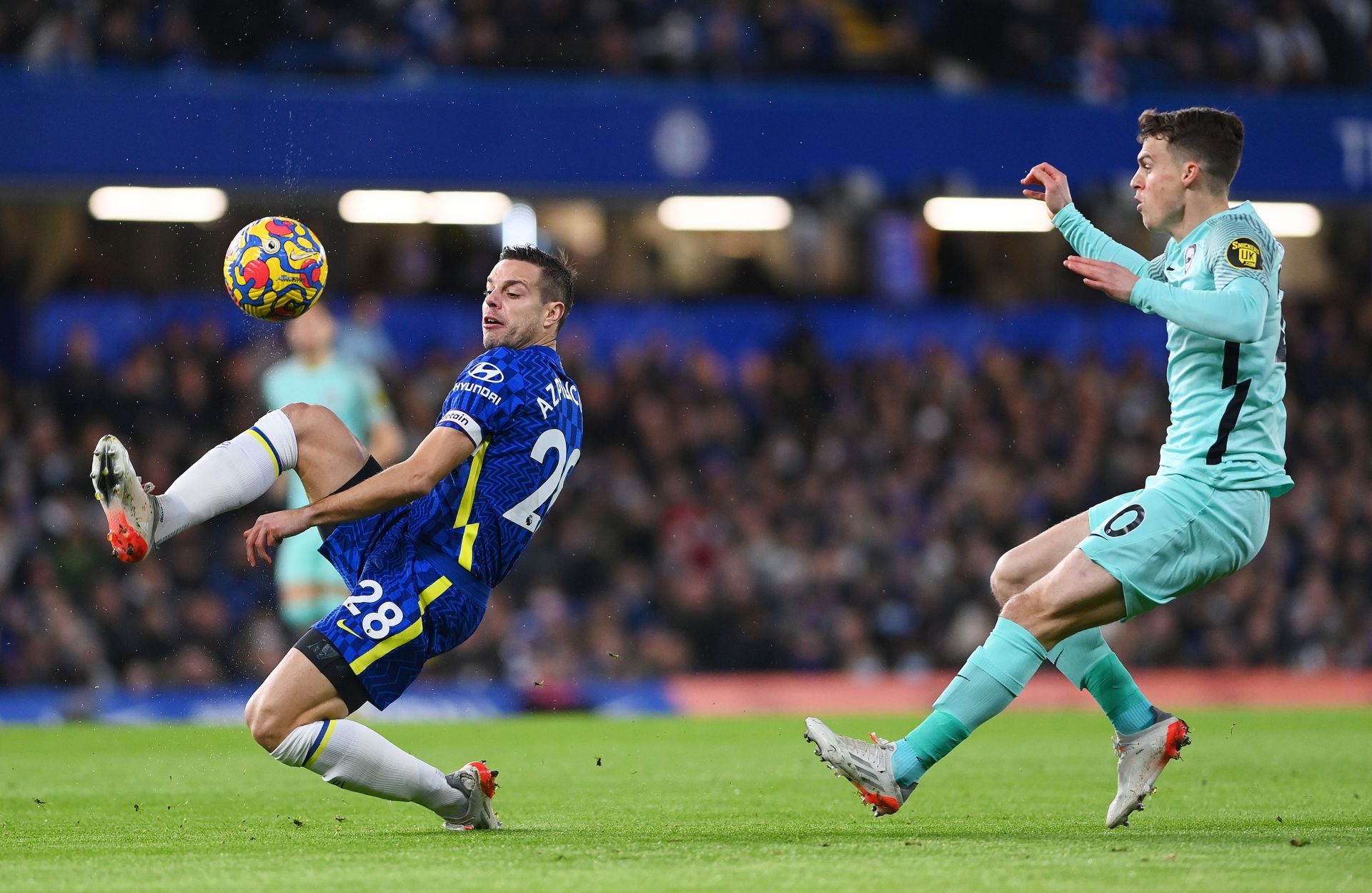 Cesar Azpilicueta (left) put in a composed performance in the Chelsea defence.