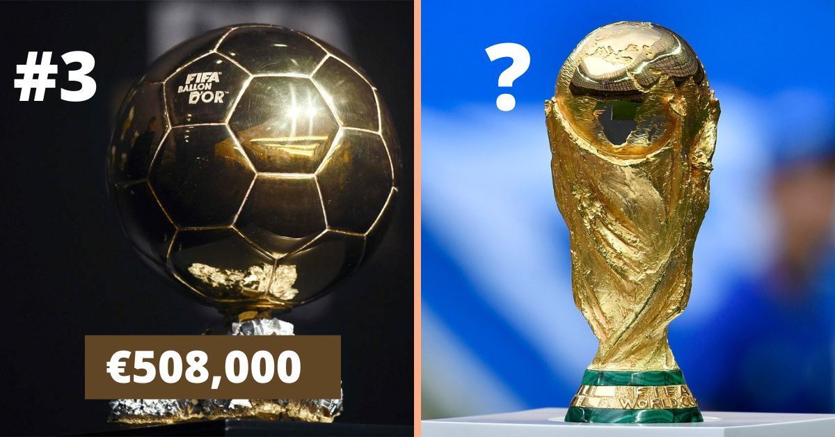 The Ballon d&#039;Or trophy and the FIFA World Cup