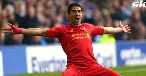 Luis Suarez after scoring a goal in the Premier League