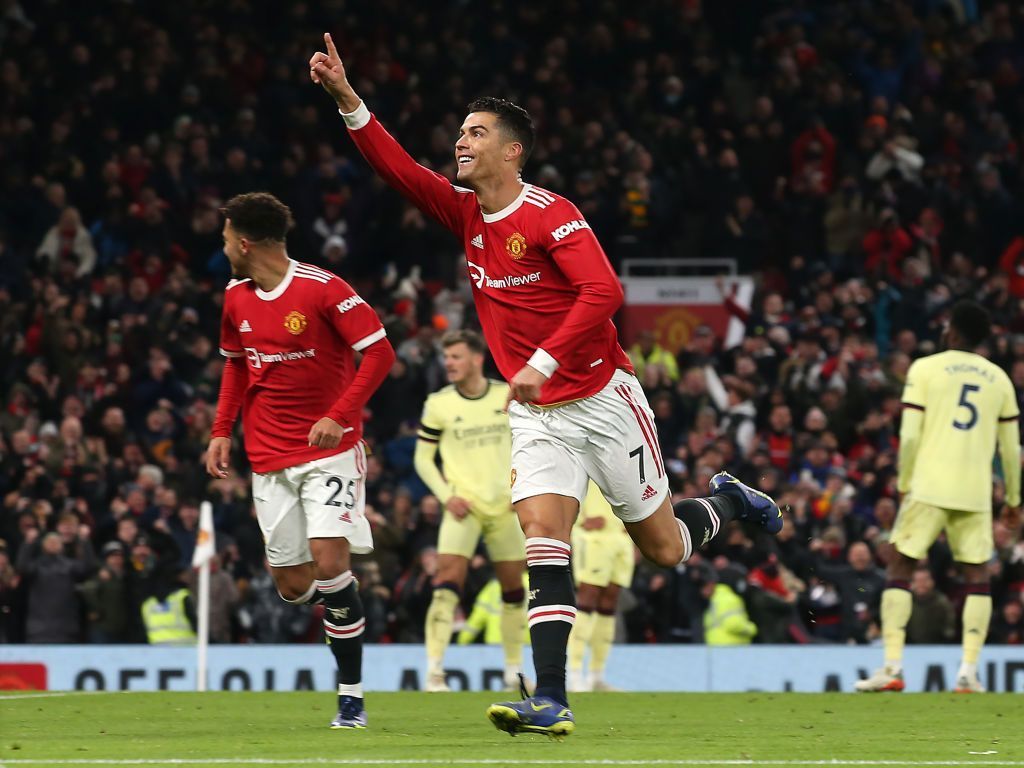 Cristiano Ronaldo was at the double in Michael Carrick&#039;s final game in-charge of Manchester United.