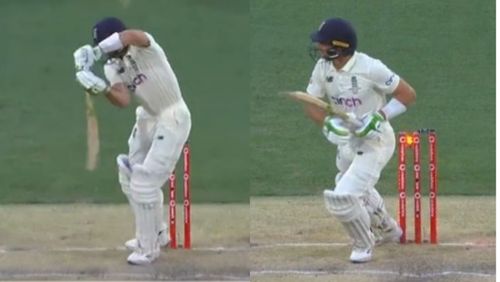 Snippets from Jos Buttler's wicket.