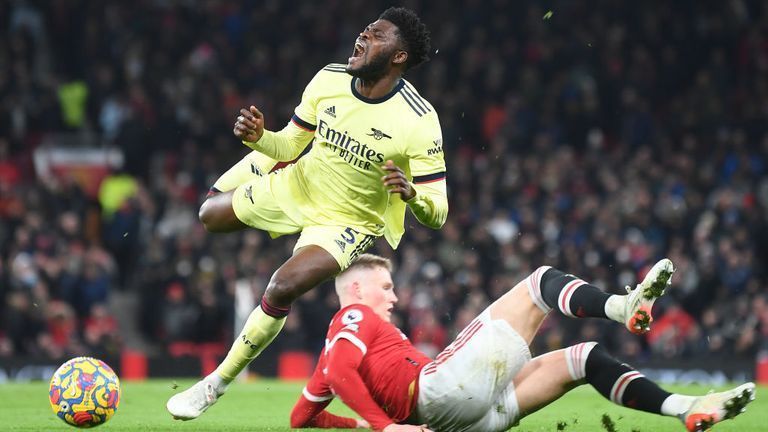 Thomas Partey enjoyed little success against Manchester United.