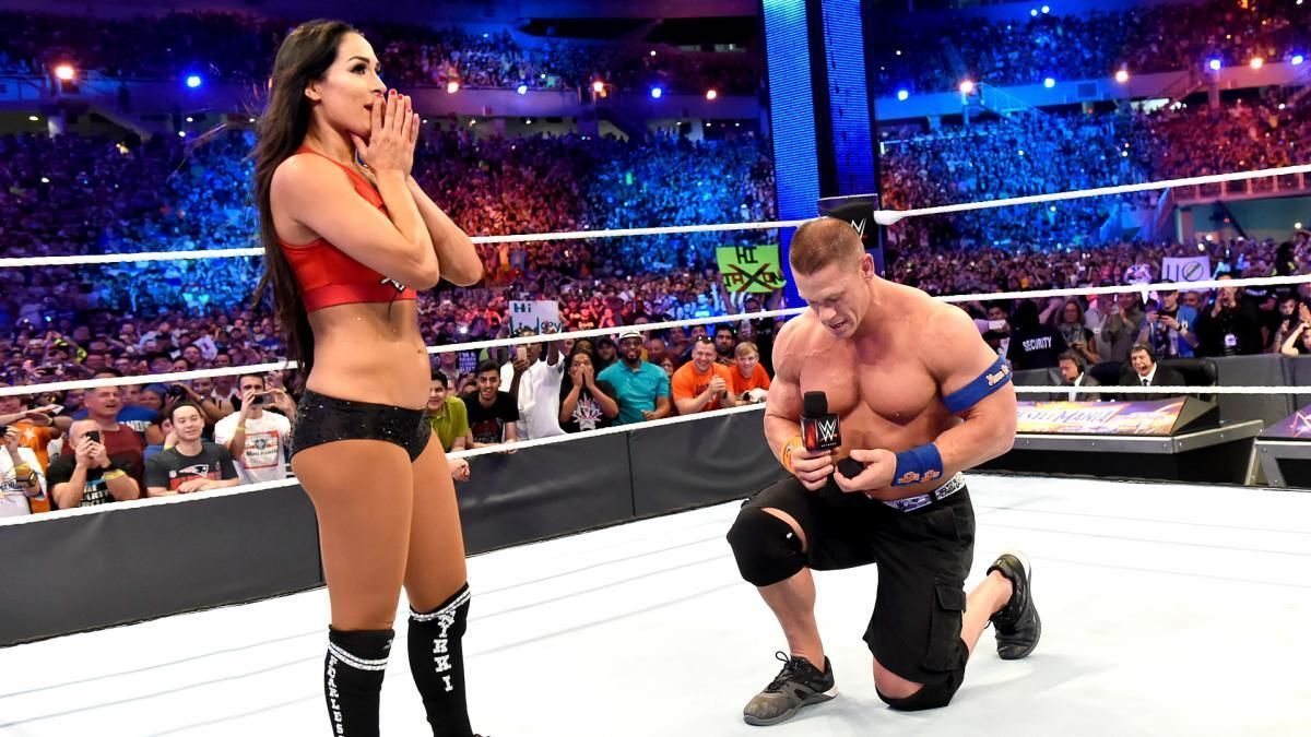 John Cena proposes to Nikki Bella at WWE WrestleMania 33 in Orlando, FL