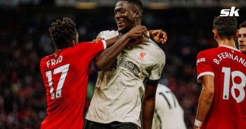 Liverpool's Ibrahima Konate has claimed that his tussle with Manchester United's Fred was funny.