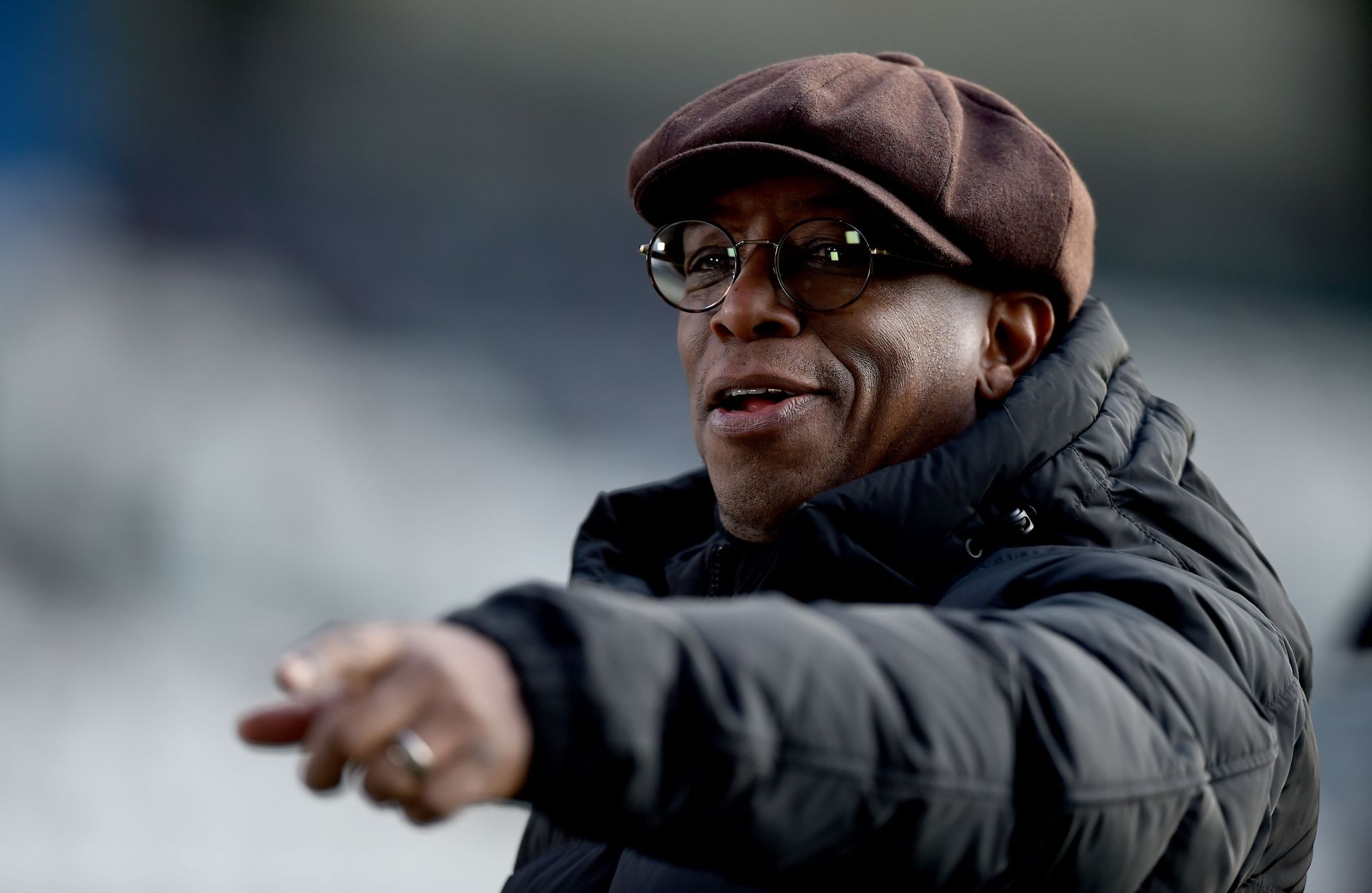 Ian Wright, TV pundit during the Emirates FA Cup Second Round match between Rochdale and Plymouth Argyle at the Crown Oil Arena on December 05, 2021 in Rochdale, England.