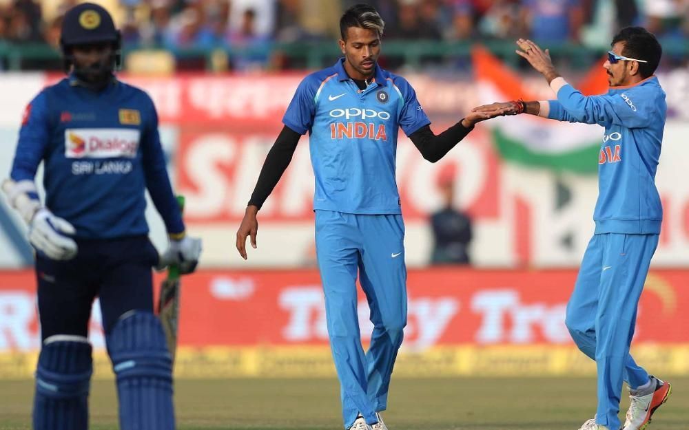 Hardik Pandya (C) was the only all-rounder in Rohit Sharma's first match as the Indian ODI captain (Image Courtesy: BCCI)