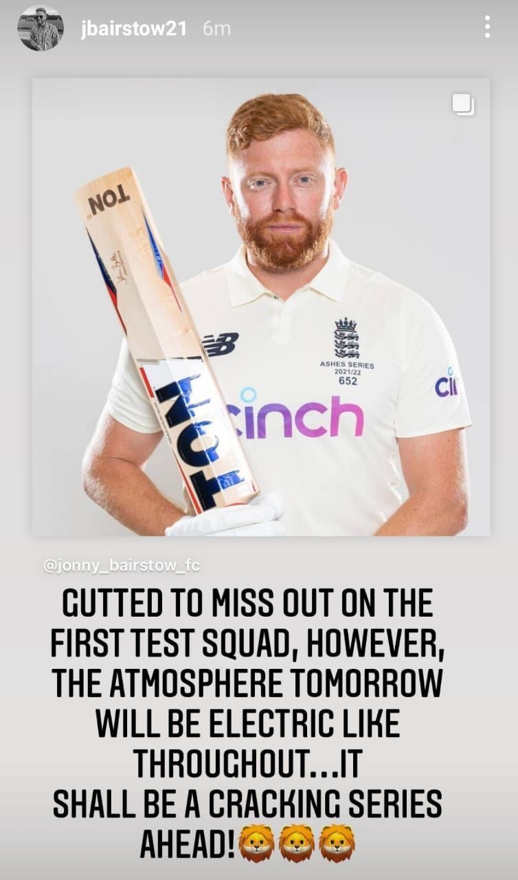 Photo Courtesy - Jonny Bairstow Instagram Story