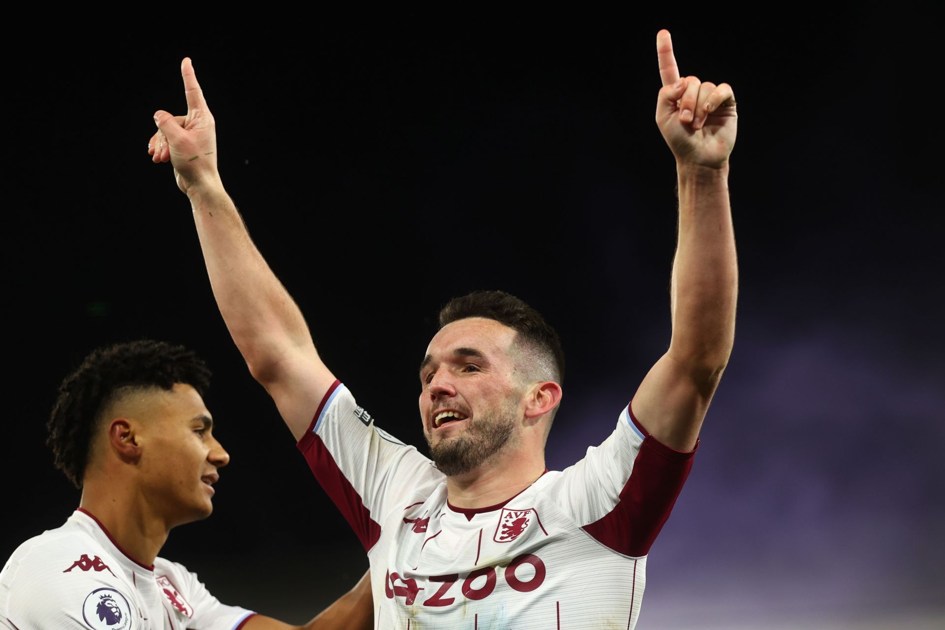 John McGinn celebrates scoring for Aston Villa.