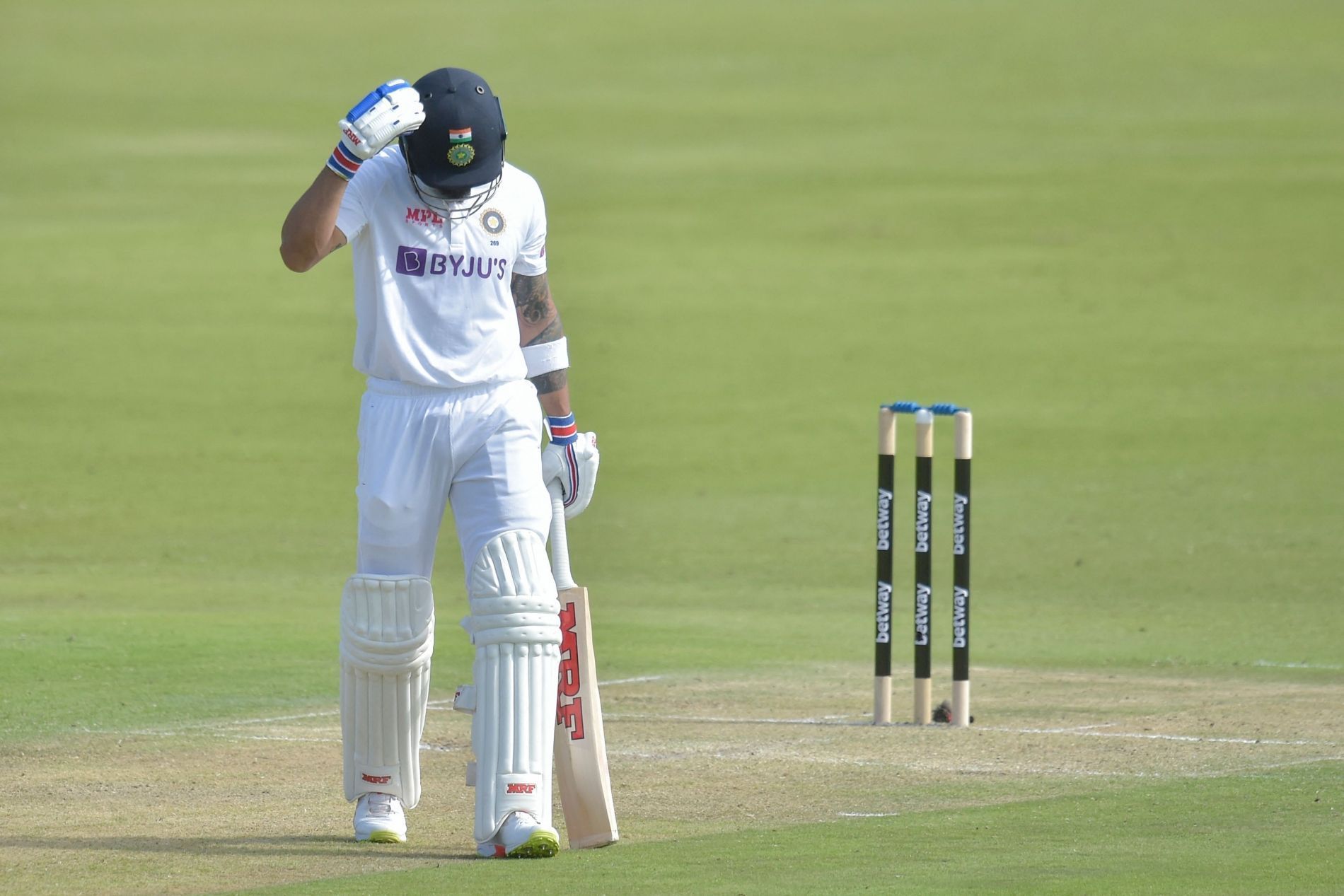 Virat Kohli was dismissed flashing outside the off stump again. Pic: ICC