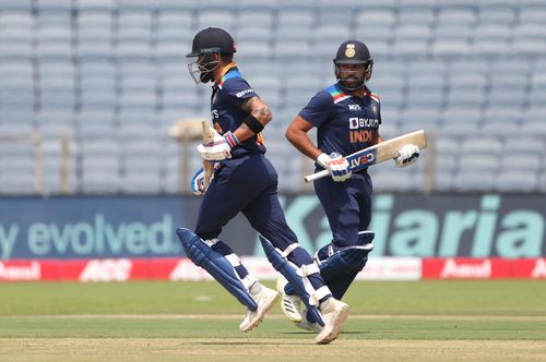 Virat Kohli (left) and Rohit Sharma during the ODI series against England earlier this year. Pic: Getty Images