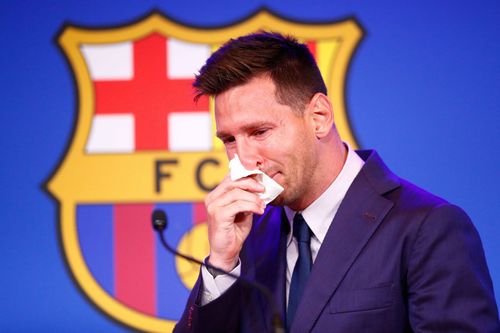 Lionel Messi at Barcelona's press conference