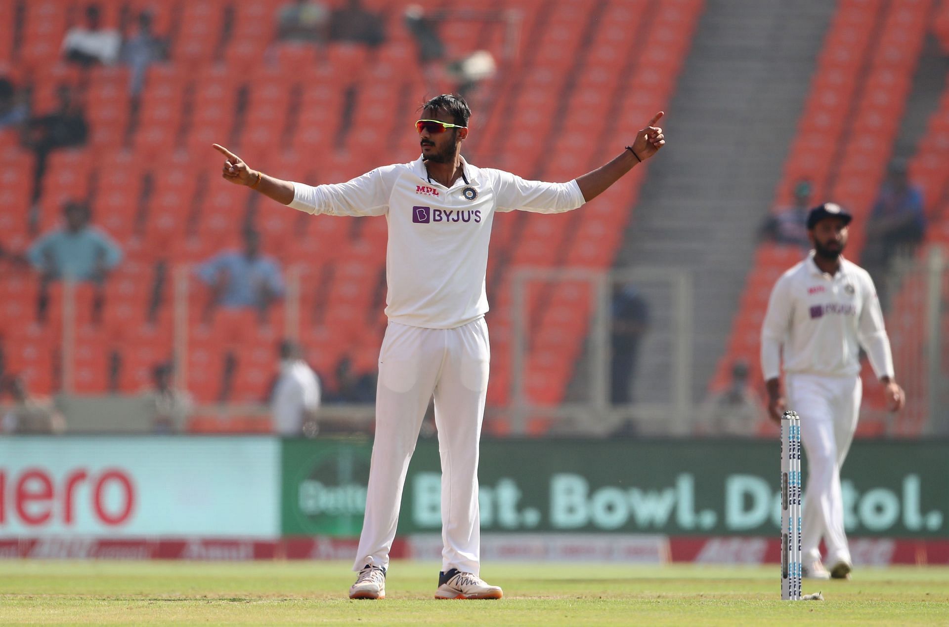 Axar Patel claimed seven wickets in his debut Test against England. Pic: BCCI