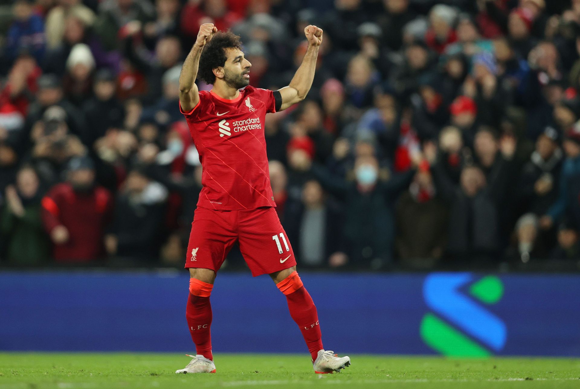 Liverpool v Aston Villa - Mohamed Salah celebrates