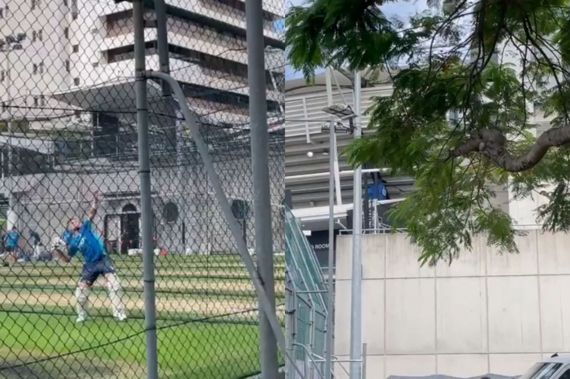 Joe Root tries to throw a pair of gloves to an English fan