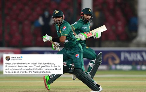 Mohammad Rizwan and Babar Azam put on a 158-run partnership to help Pakistan chase 208.