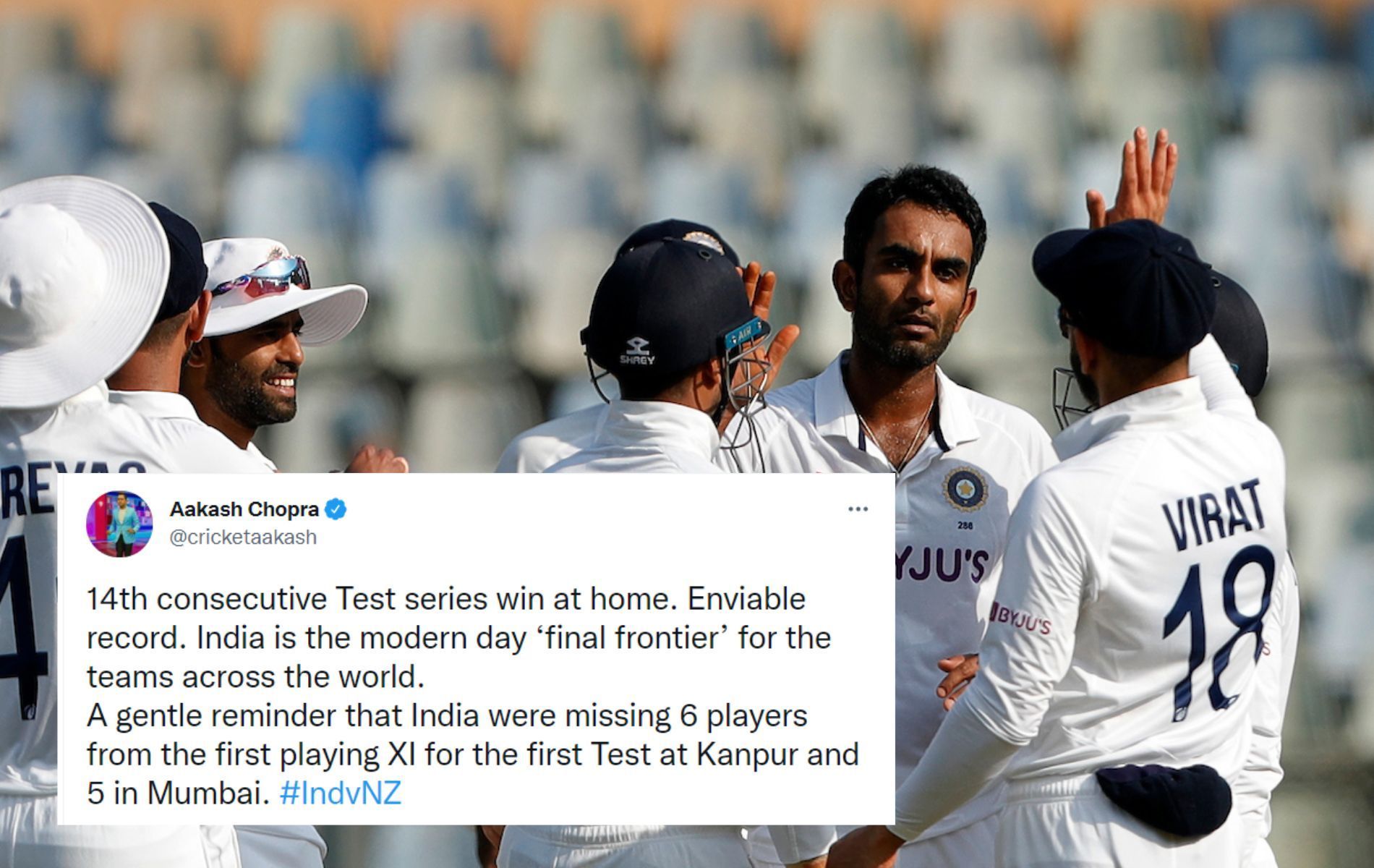 India beat New Zealand by 372 runs in the second Test in Mumbai.
