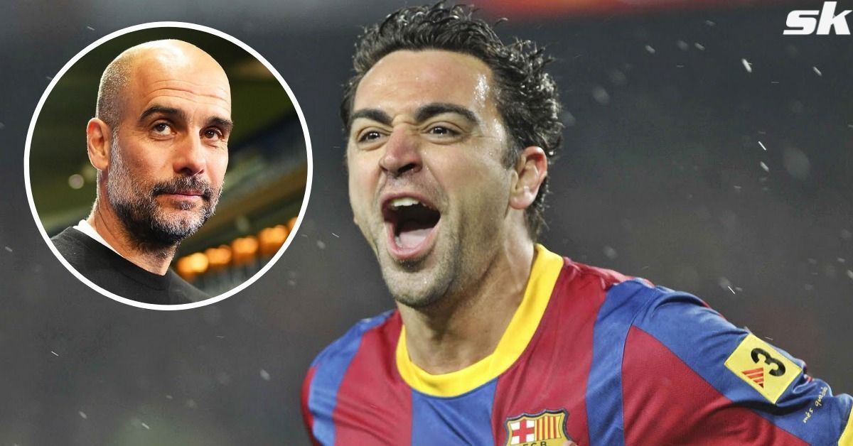 Barcelona manager Xavi; (inset) Pep Guardiola.