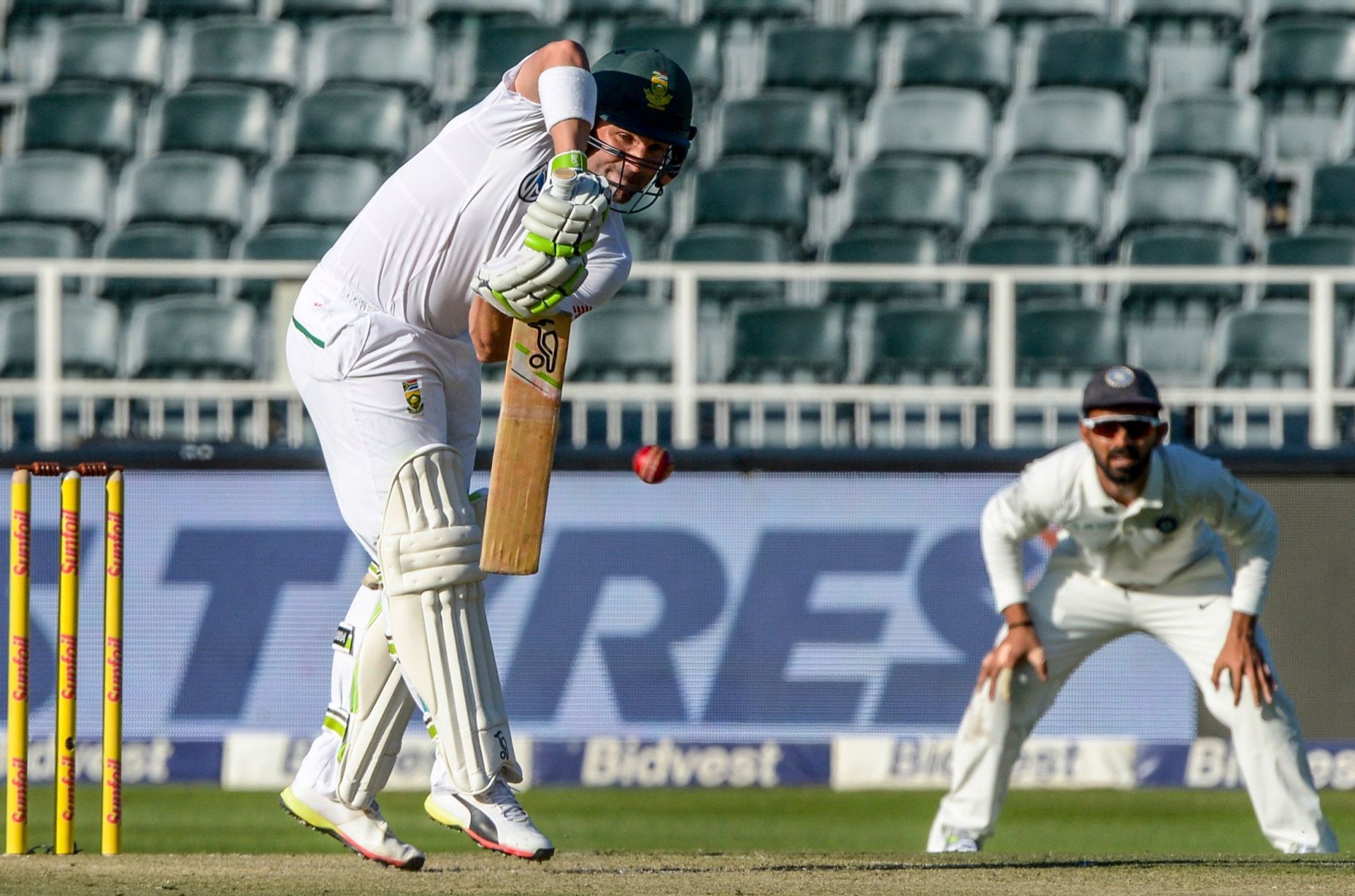 Dean Elgar batting during the 2018 series against India in South Africa