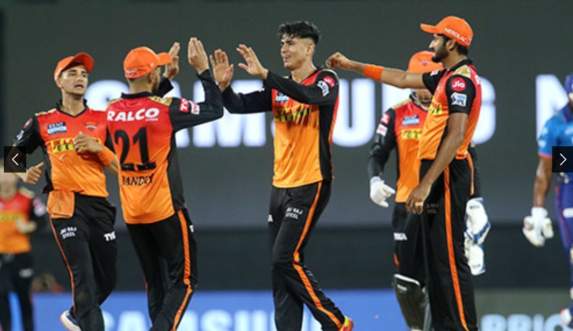 Mujeeb Ur Rahman celebrates a wicket during IPL 2021. Pic: IPLT20.COM