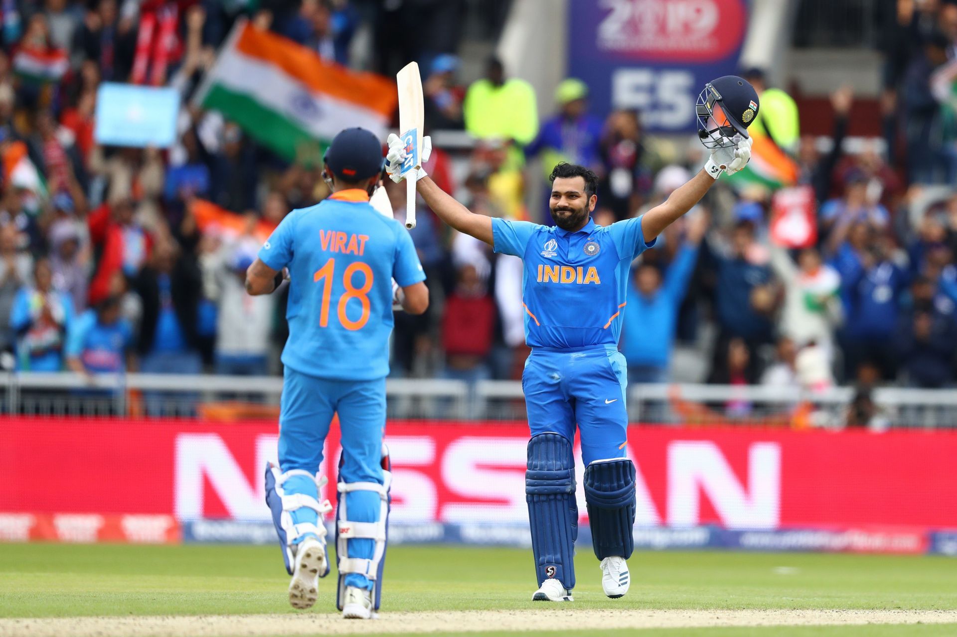 Virat Kohli and Rohit Sharma during the 2019 World Cup clash against Pakistan. Pic: Getty Images