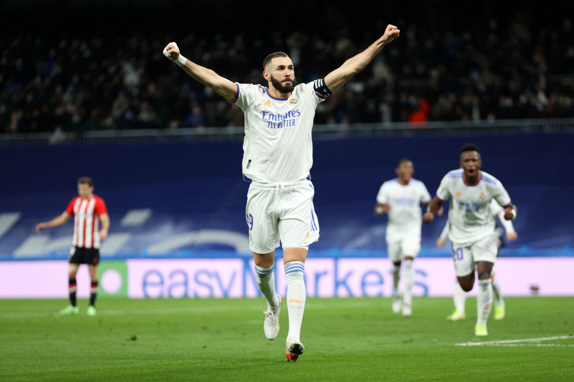 Karim Benzema celebrates after scoring