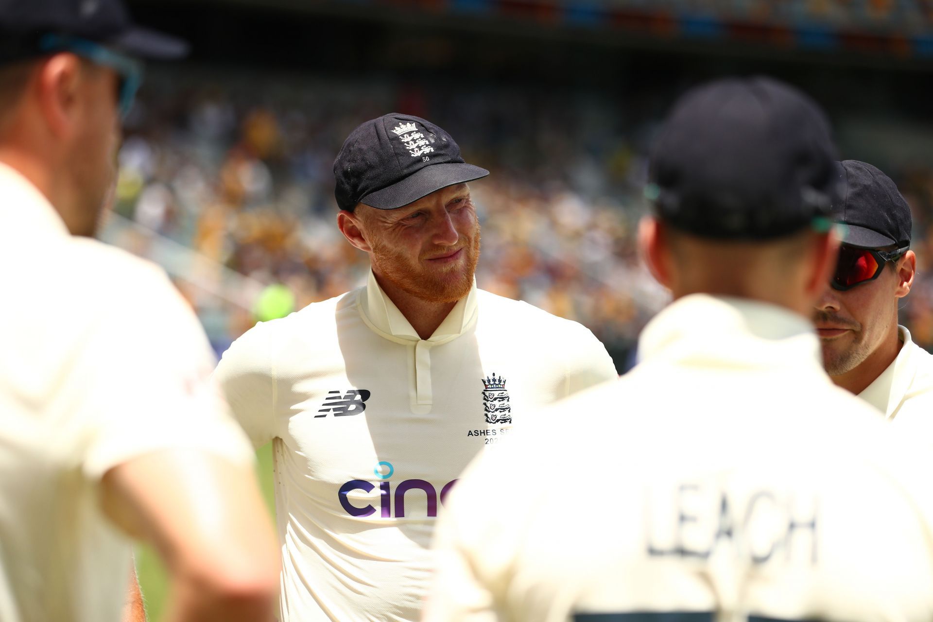 Ben Stokes with teammates during the Gabba Test. Pic: Getty Images