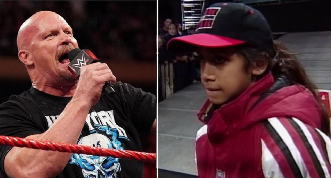 Stone Cold Steve Austin comes to the aid of a young Uso