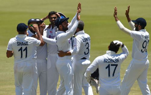 India celebrate their historic win at the SuperSport Arena in Centurion.