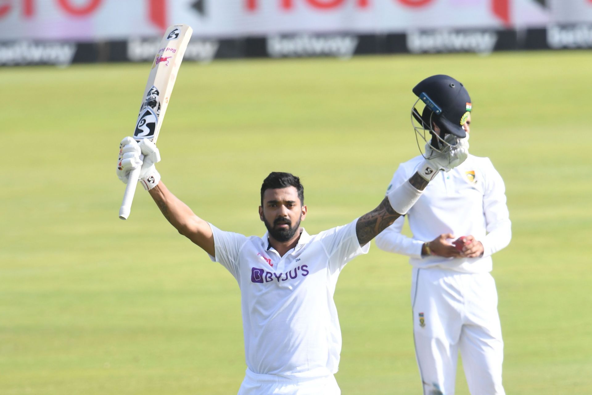 KL Rahul celebrates his hundred on Day 1 of the Boxing Day Test. Pic: Getty Images